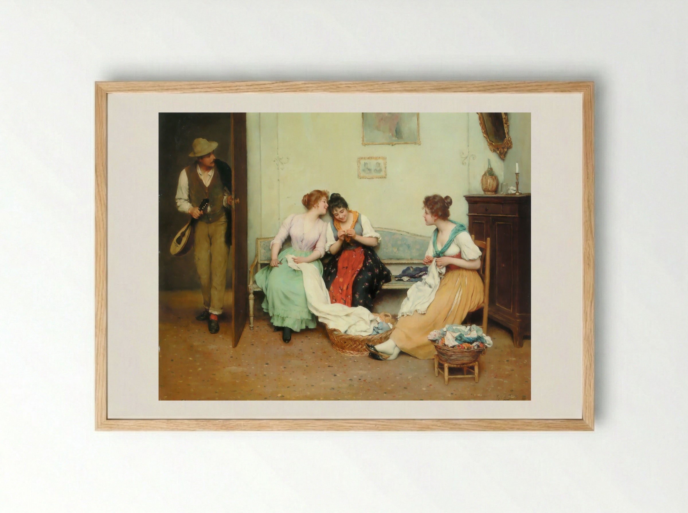 The Friendly Gossips - Eugene de Blaas - Framed Print Wood