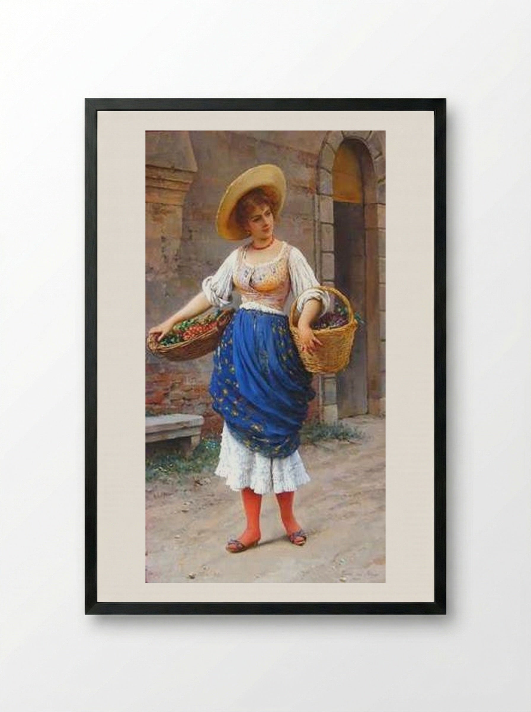 The Fruit Seller - Eugene de Blaas - Framed Print Black