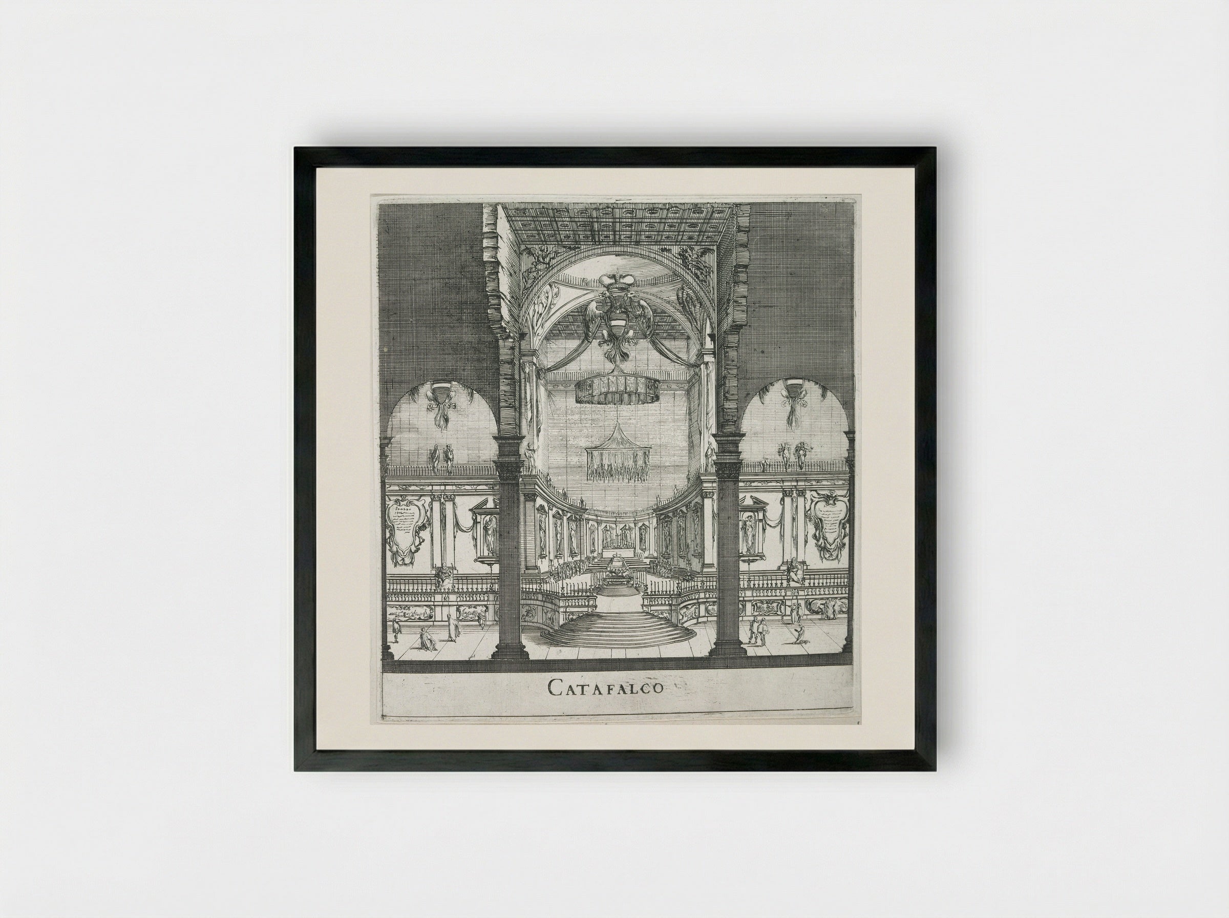The Funeral of Ferdinand II: The Catafalque - Stefano Della Bella - Framed Print Black