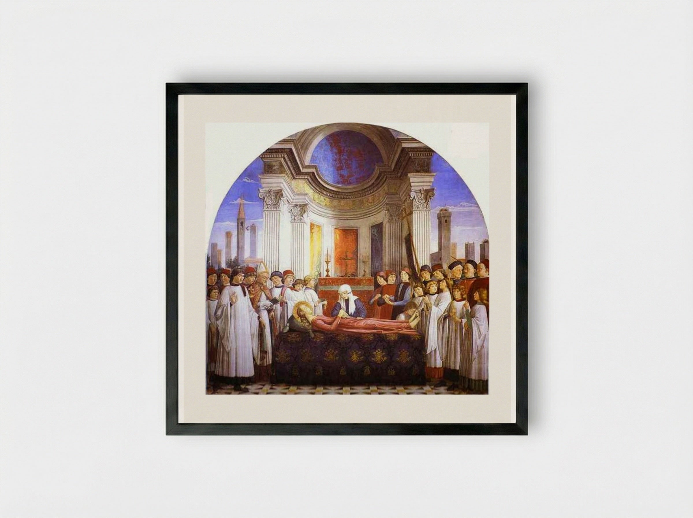 The Funeral of St. Fina - Domenico Ghirlandaio - Framed Print Black