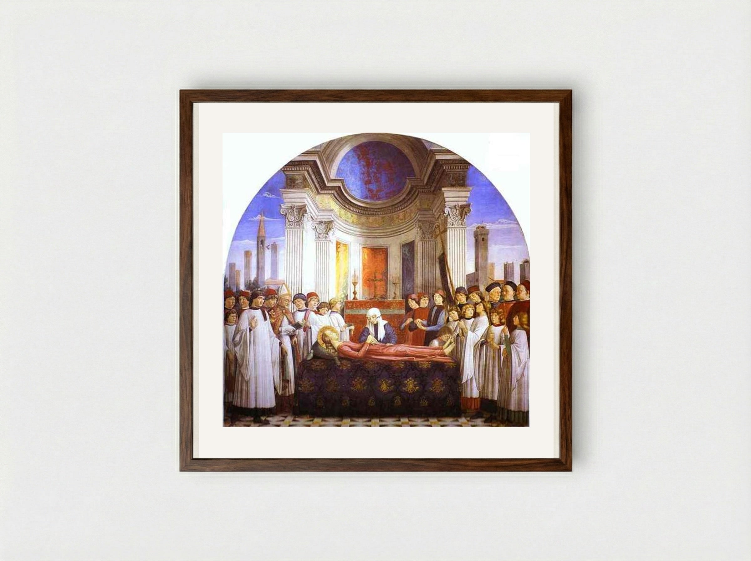The Funeral of St. Fina - Domenico Ghirlandaio - Framed Print Dark Wood