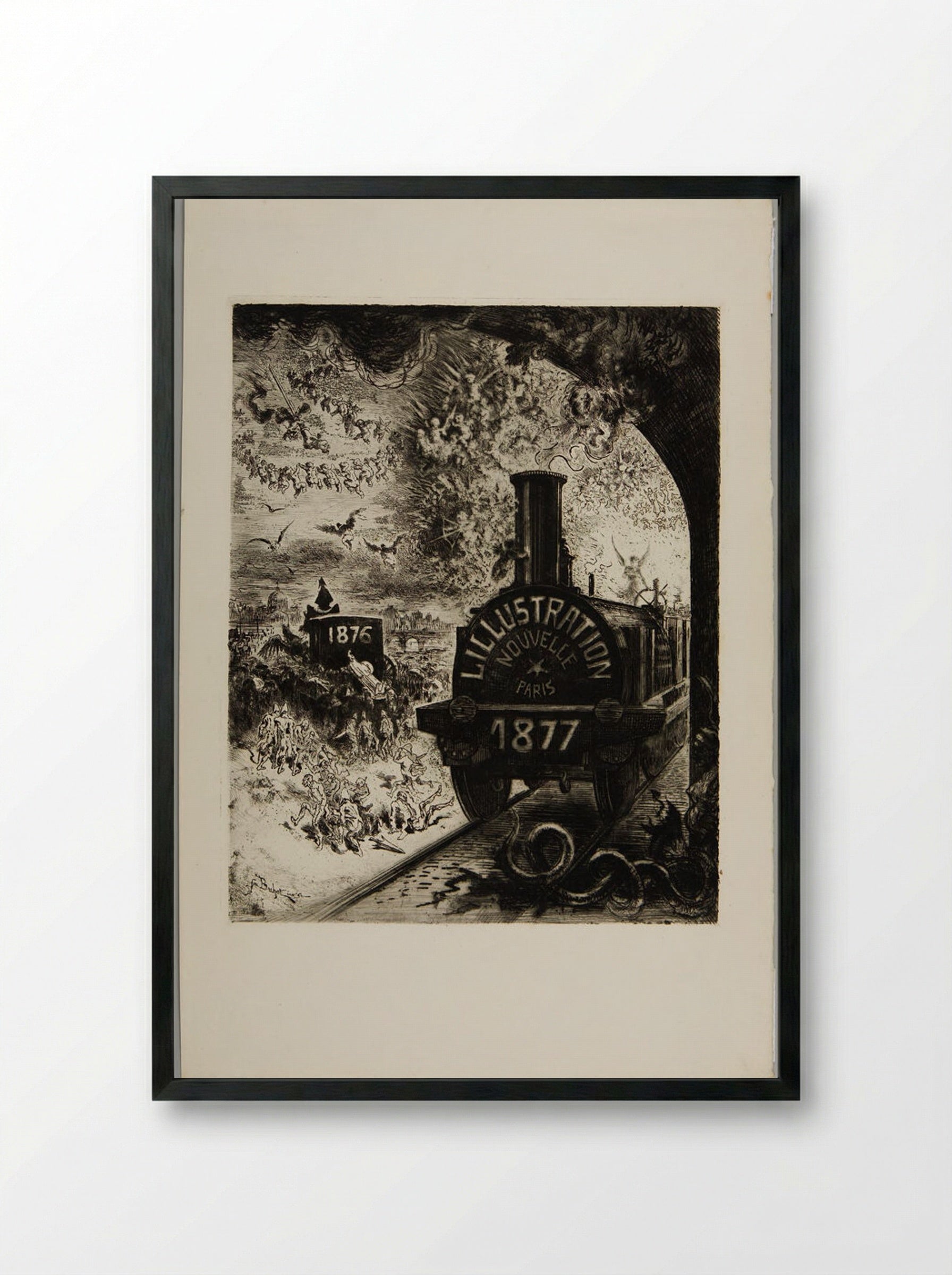The Funeral of the Burin (Frontispiece) - Félix Hilaire Buhot - Framed Print Black
