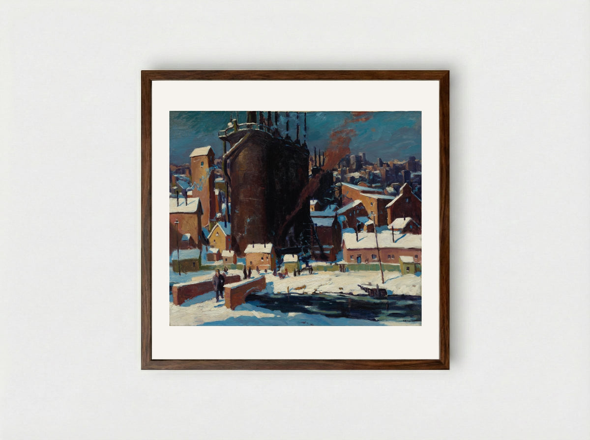 The Furnace - Carl Gaertner - Framed Print Dark Wood