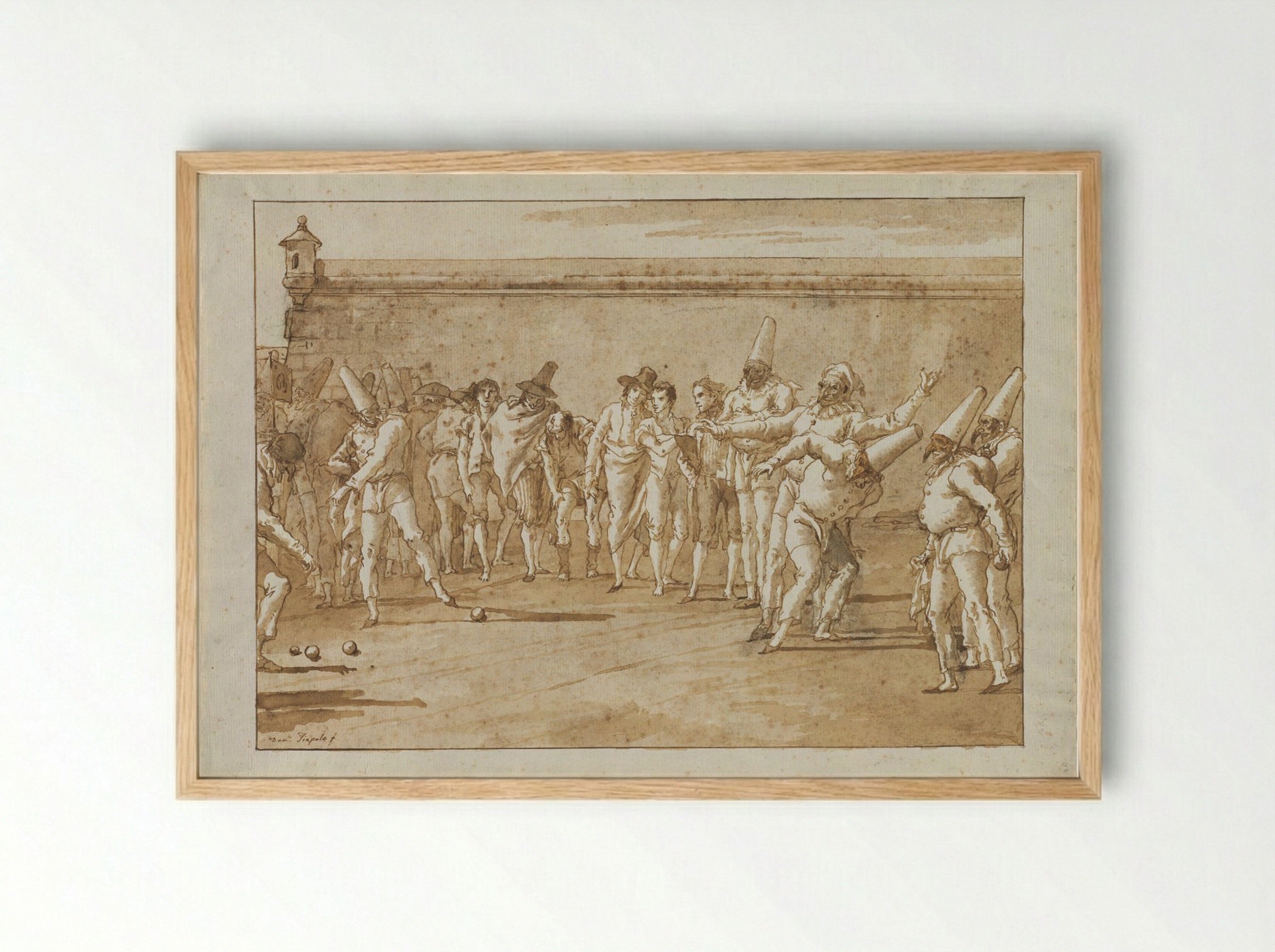 The Game of Bowls - Giovanni Domenico Tiepolo - Framed Print Wood