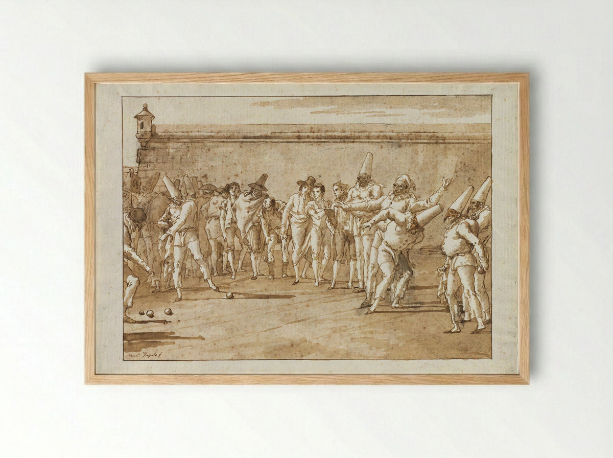The Game of Bowls - Giovanni Domenico Tiepolo - Framed Print Wood