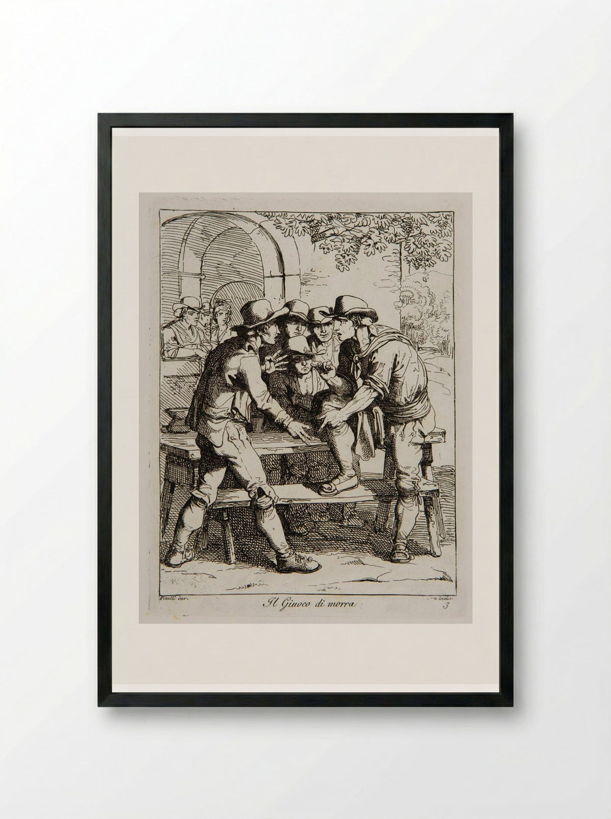 The Game of Morra - Bartolomeo Pinelli - Framed Print Black
