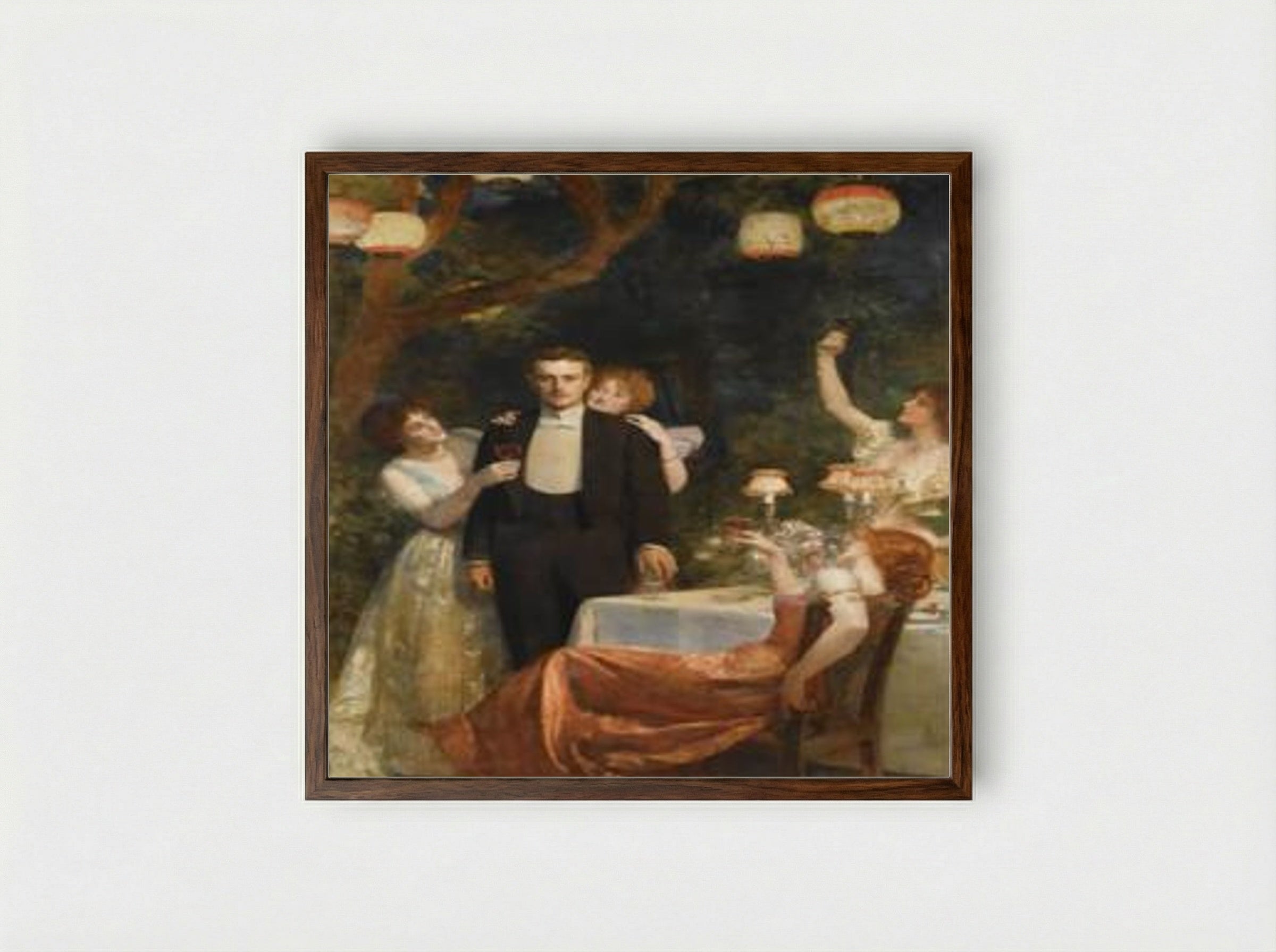 The Garden Party - John Collier - Framed Print Dark Wood