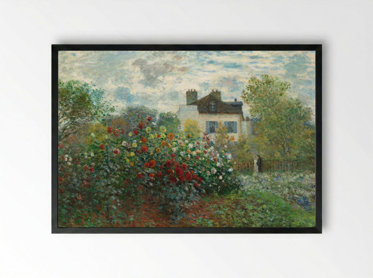 The Garden at Argenteuil - Claude Monet - Framed Print Black