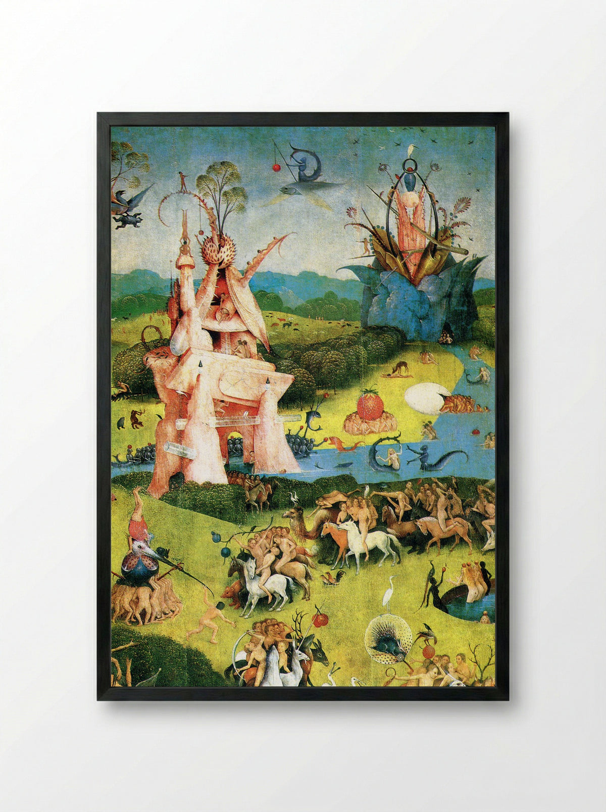 The Garden of Earthly Delights (Central Panel Detail) - Hieronymus Bosch - Framed Print Black