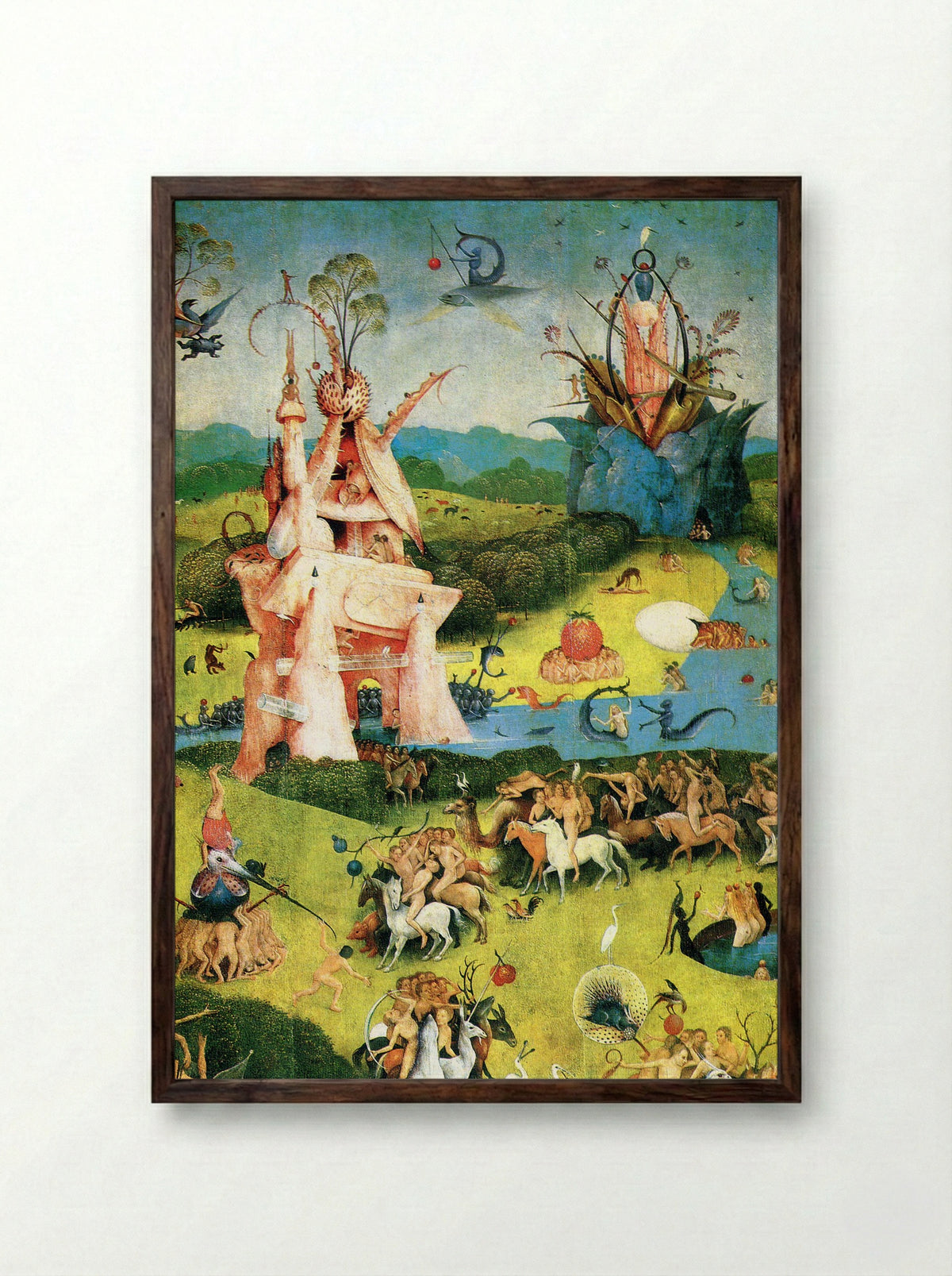 The Garden of Earthly Delights (Central Panel Detail) - Hieronymus Bosch - Framed Print Dark Wood