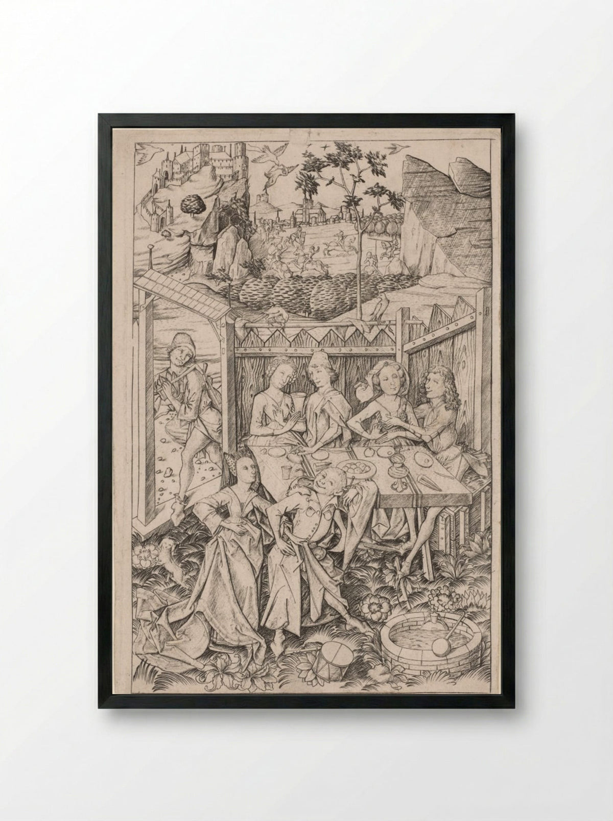 The Garden of Love (Large Plate) - Master ES - Framed Print Black