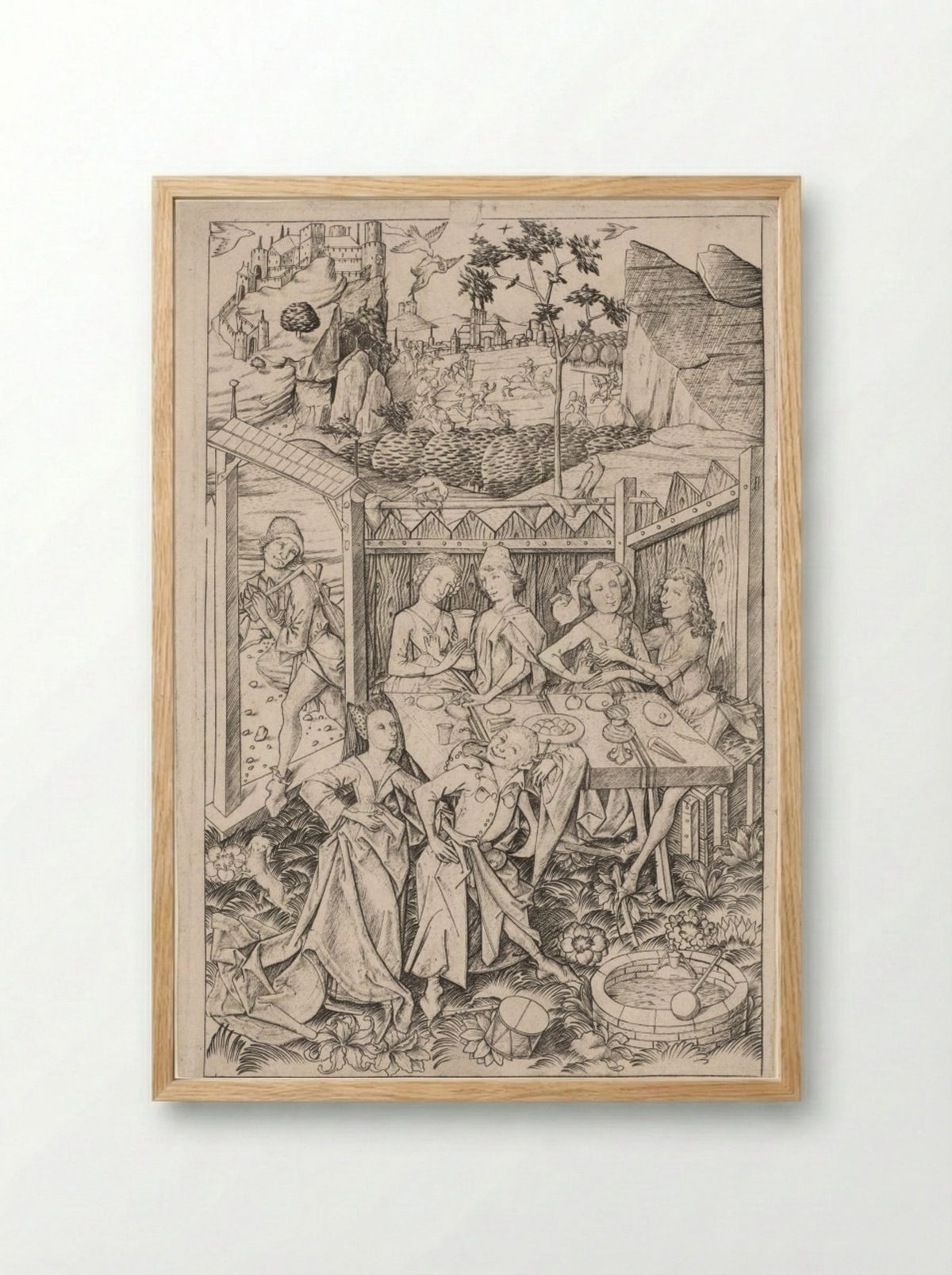 The Garden of Love (Large Plate) - Master ES - Framed Print Wood