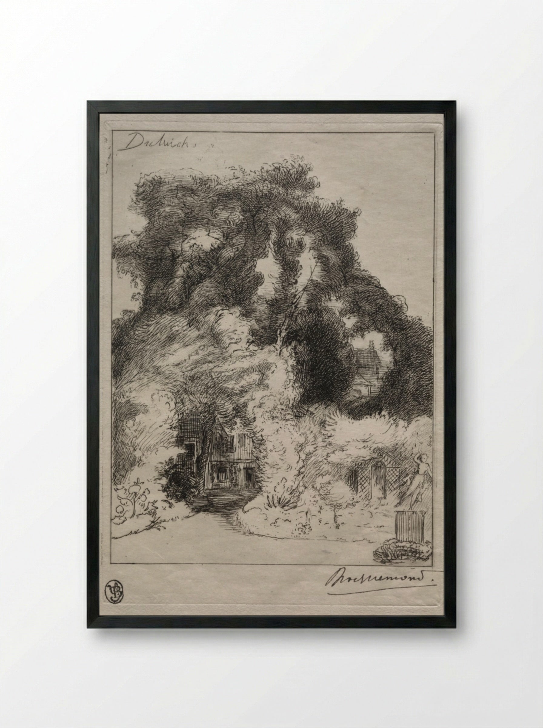 The Garden of the Inn at Dulwich - Félix Bracquemond - Framed Print Black