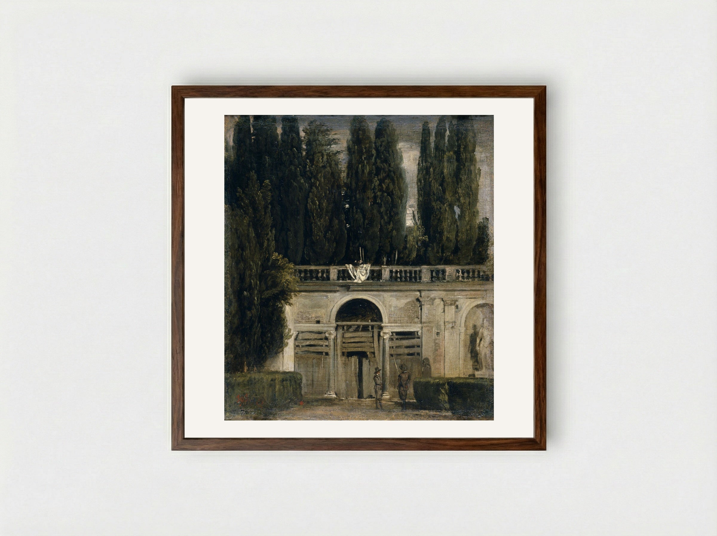 The Gardens of the Villa Medici in Rome - Diego Velázquez - Framed Print Dark Wood
