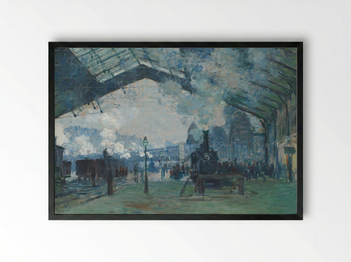The Gare Saint-Lazare - Claude Monet - Framed Print Black