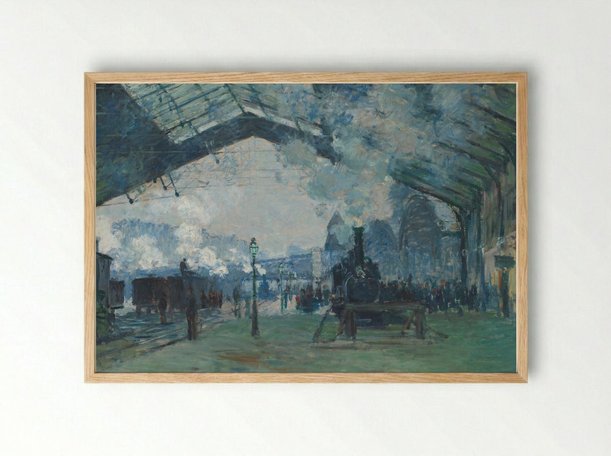 The Gare Saint-Lazare - Claude Monet - Framed Print Wood
