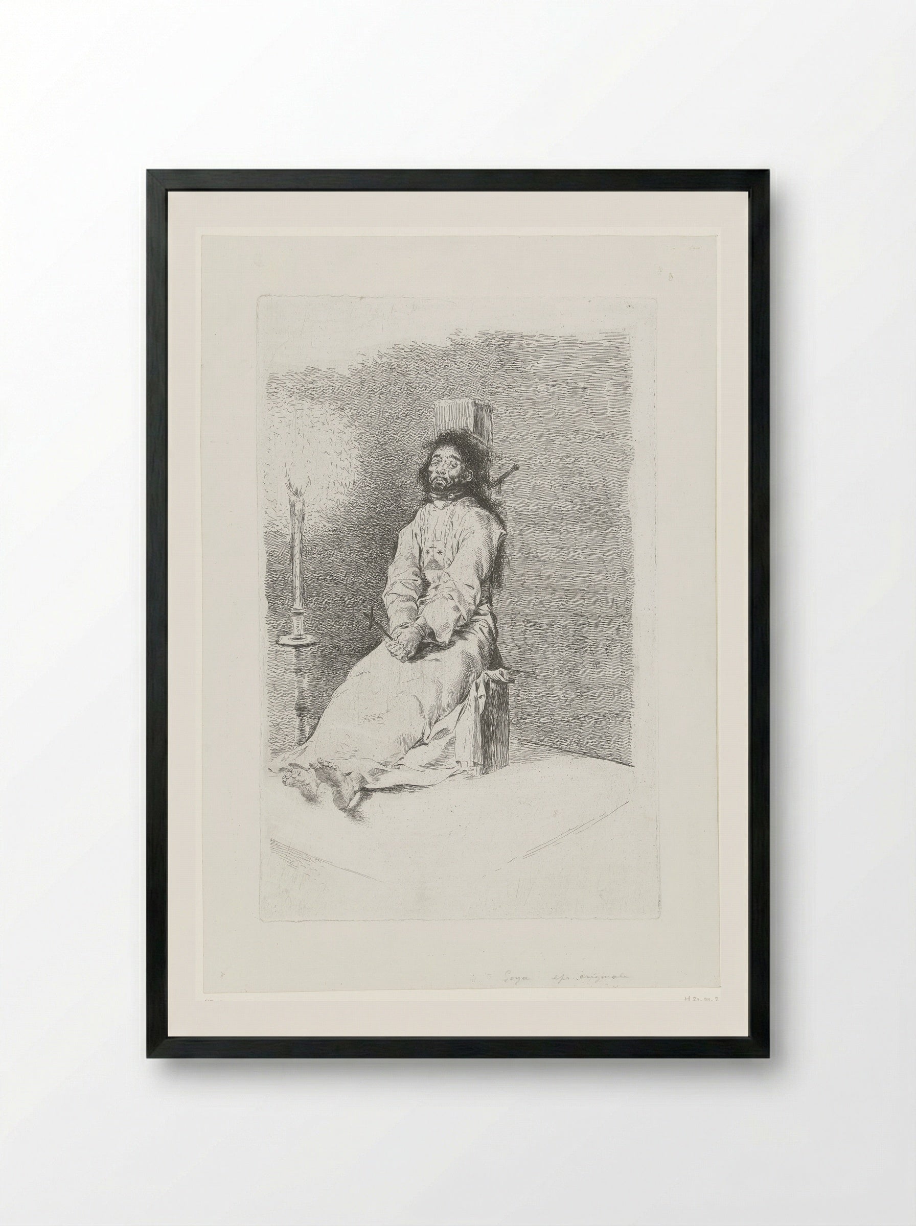 The Garrotted Man - Francisco de Goya - Framed Print Black