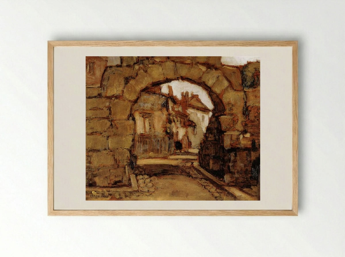 The Gate within the City Walls - Grant Wood - Framed Print Wood