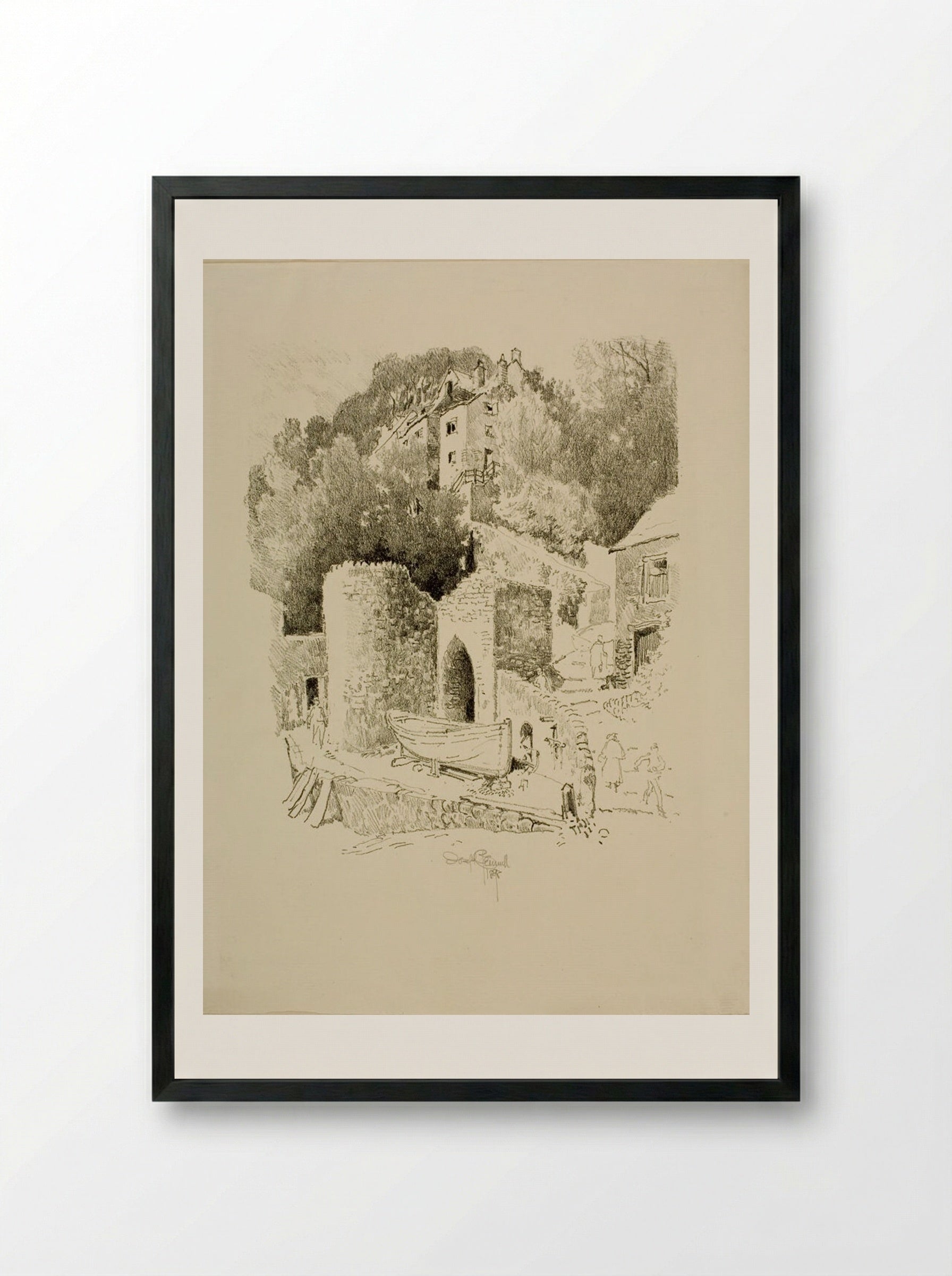The Gateway, Clovelly - Joseph Pennell - Framed Print Black
