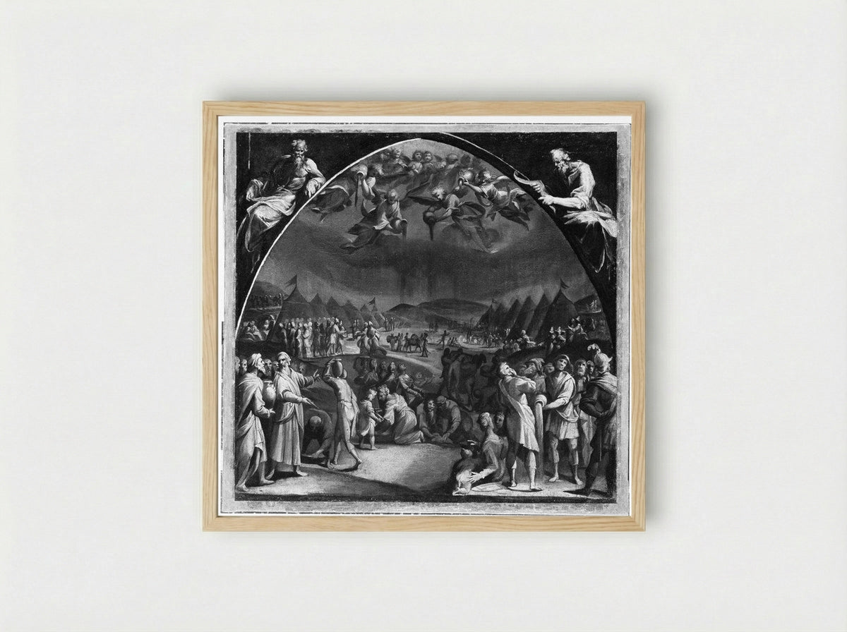 The Gathering of Manna - Aurelio Lomi - Framed Print Wood