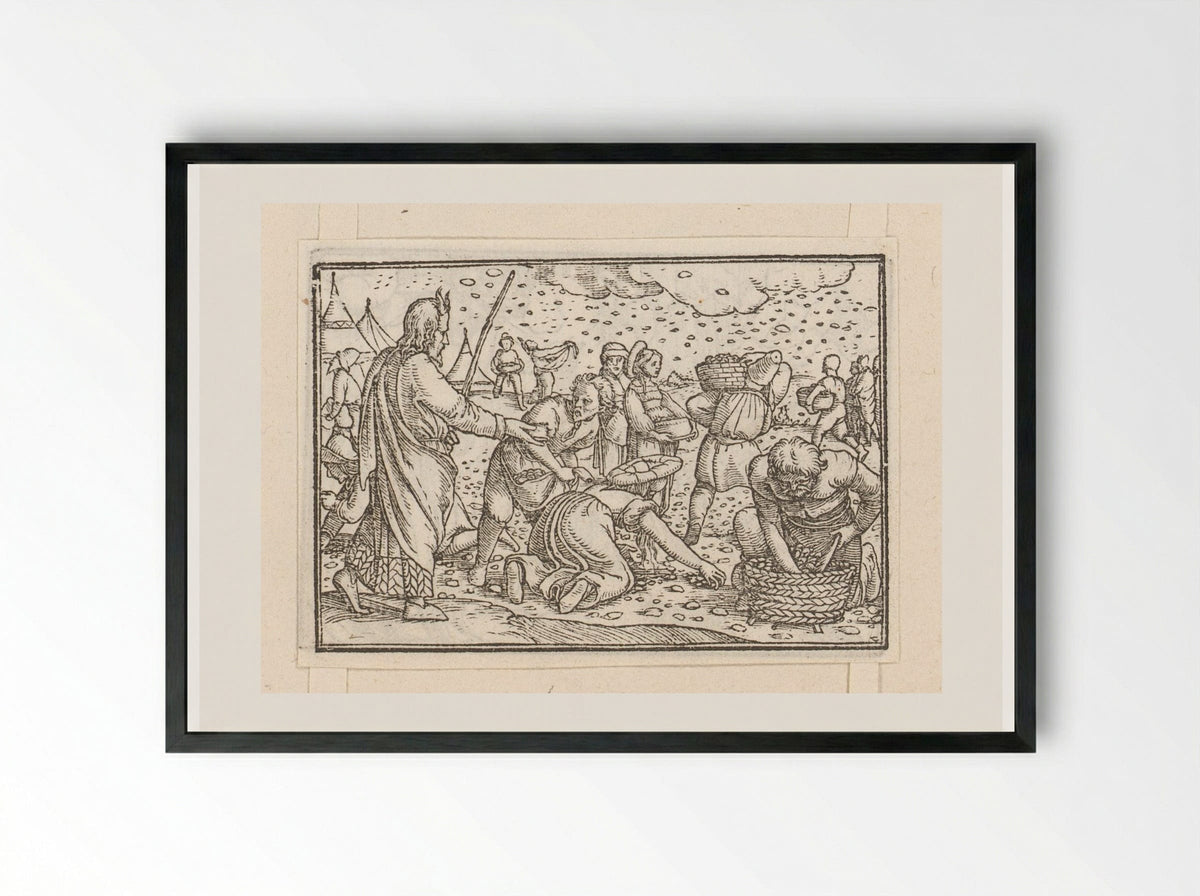 The Gathering of the Manna - Veit Rudolf Specklin - Framed Print Black