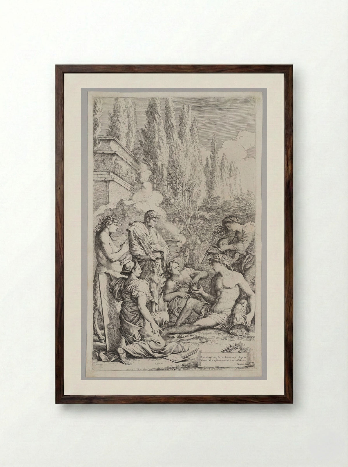 The Genius of Salvator Rosa - Salvator Rosa - Framed Print Dark Wood