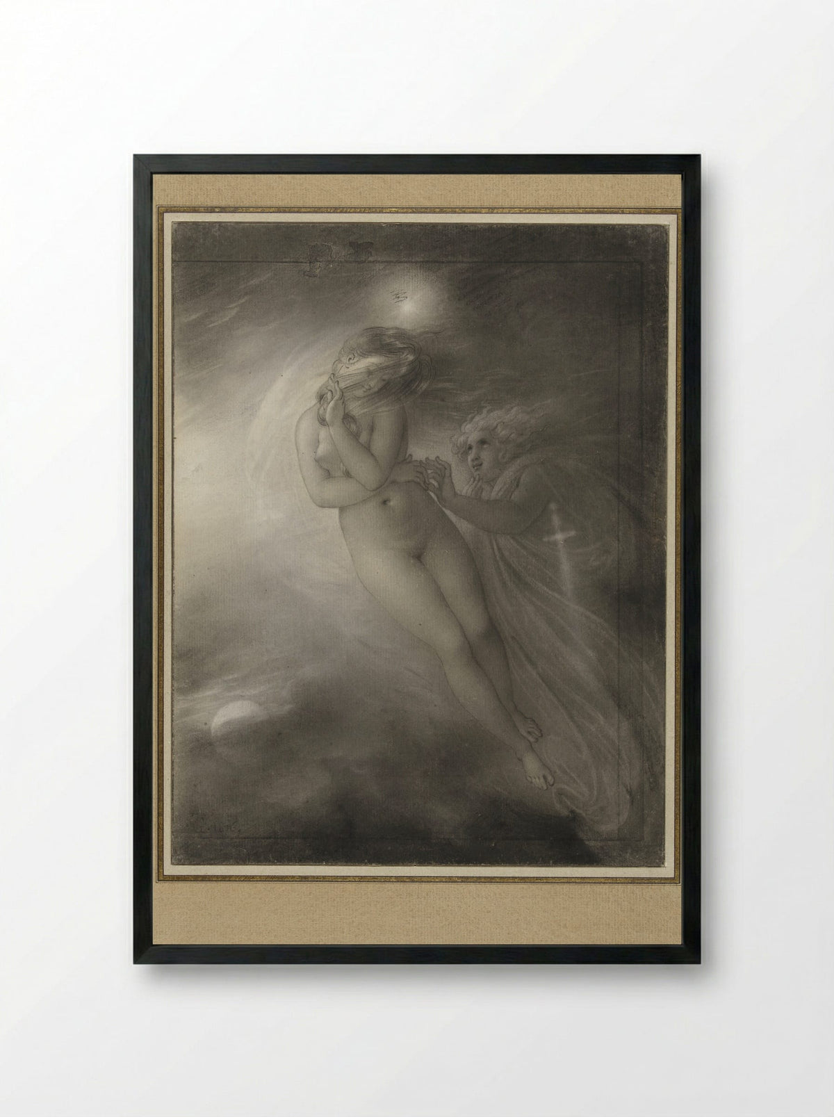 The Ghosts of Malvina and Oscar - Anne-Louis Girodet-Trioson - Framed Print Black