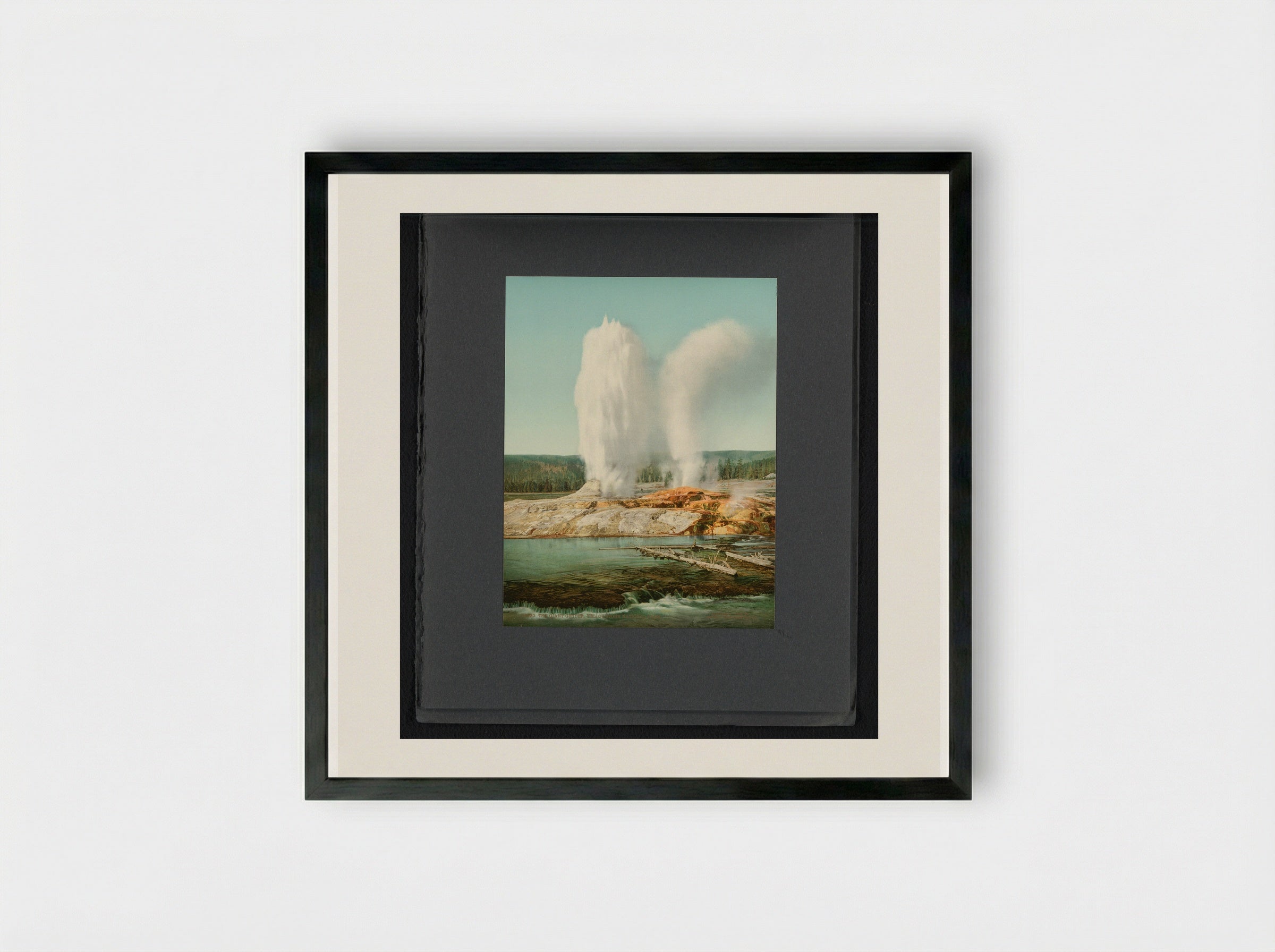 The Giant Geyser, Yellowstone National Park - William Henry Jackson - Framed Print Black