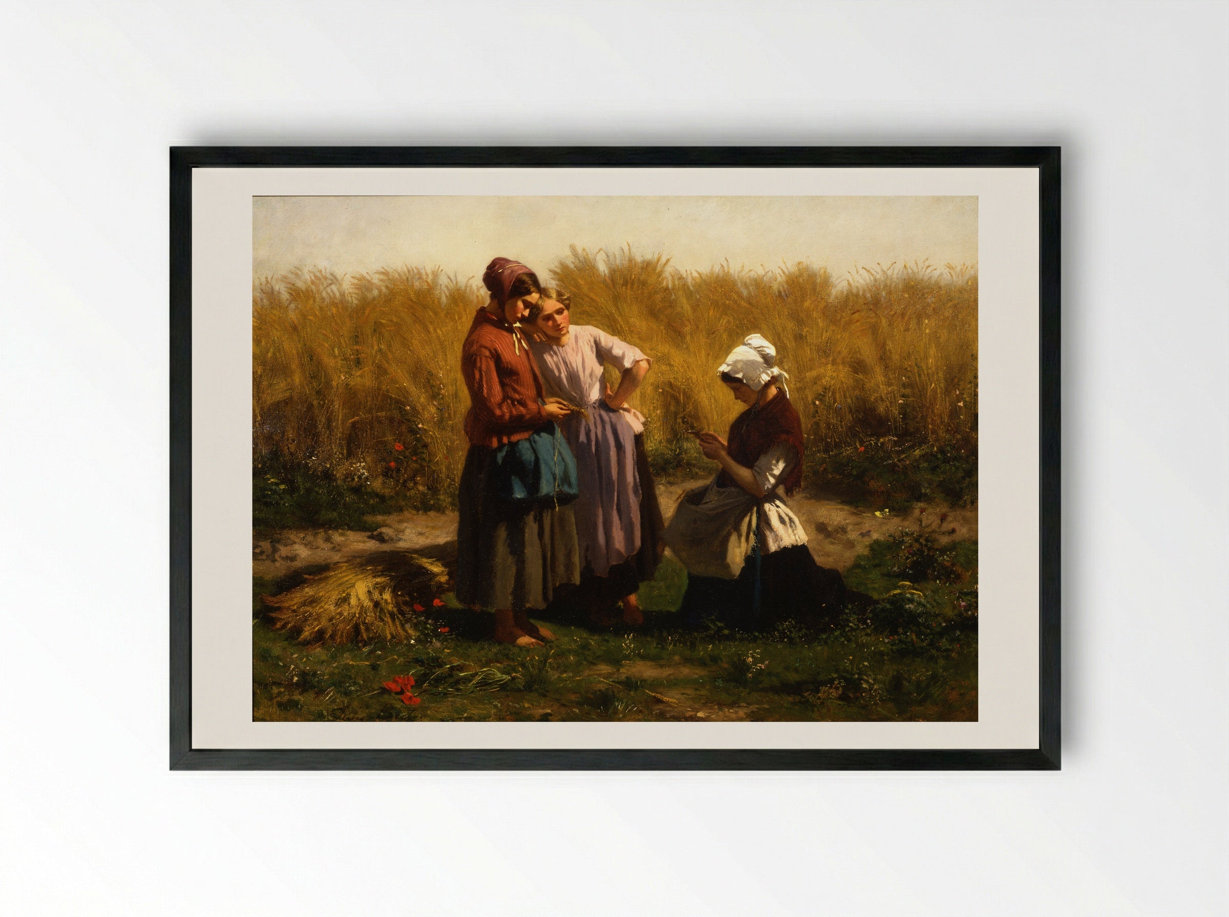 The Gleaners (Courrières) - Jules Breton - Framed Print Black