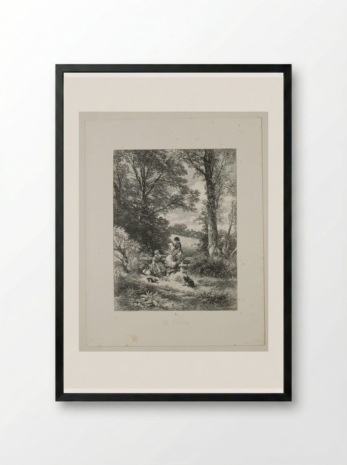 The Gleaners at the Stile - Edward Dalziel - Framed Print Black