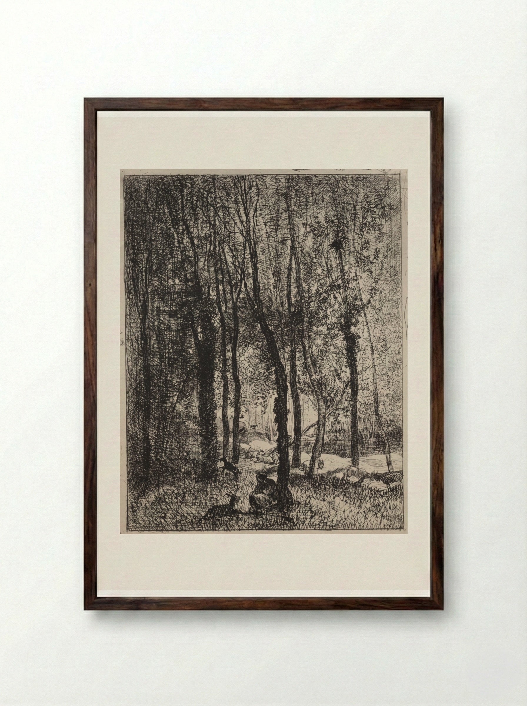 The Goatherd Girl - Charles François Daubigny - Framed Print Dark Wood