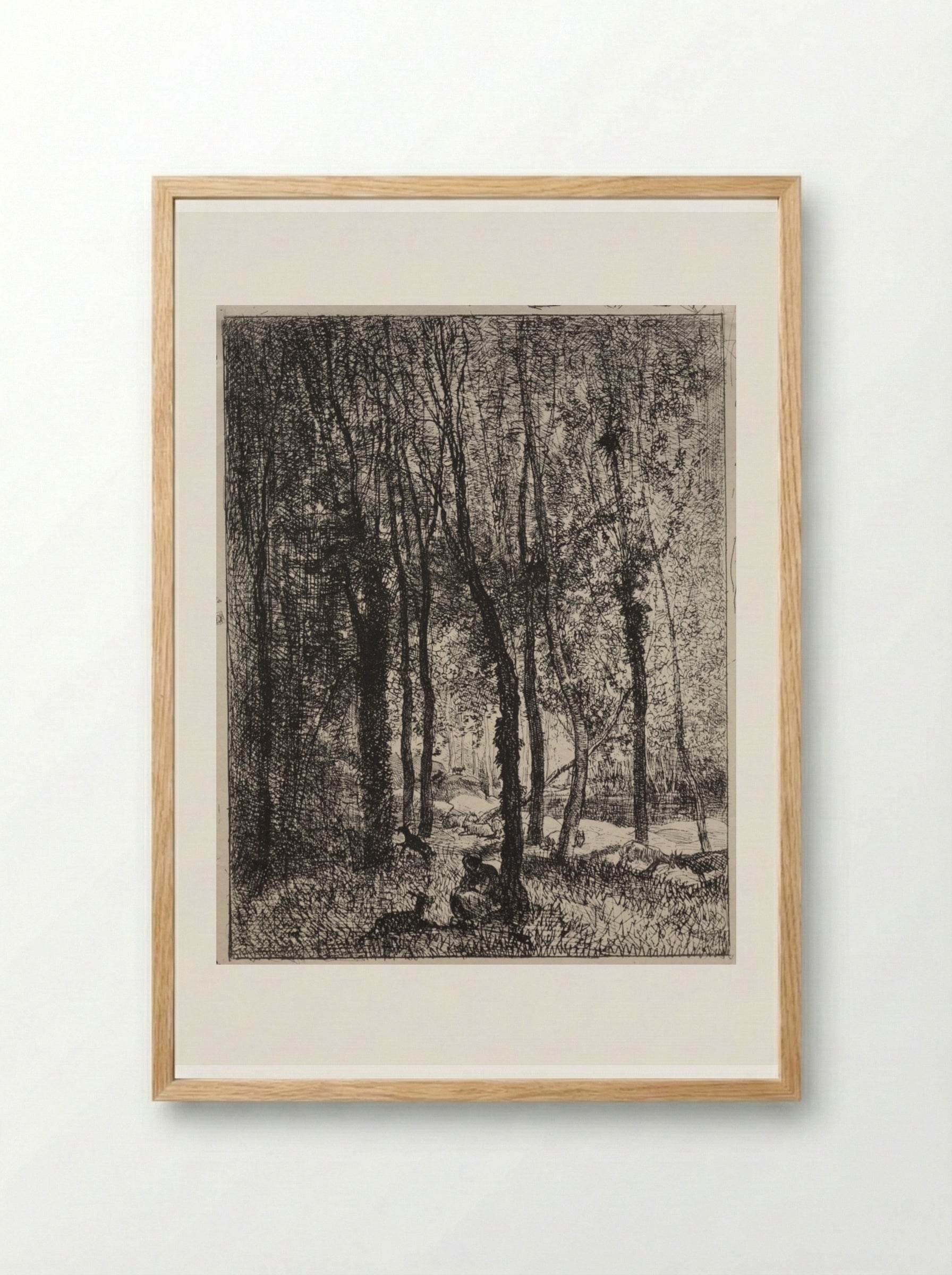 The Goatherd Girl - Charles François Daubigny - Framed Print Wood