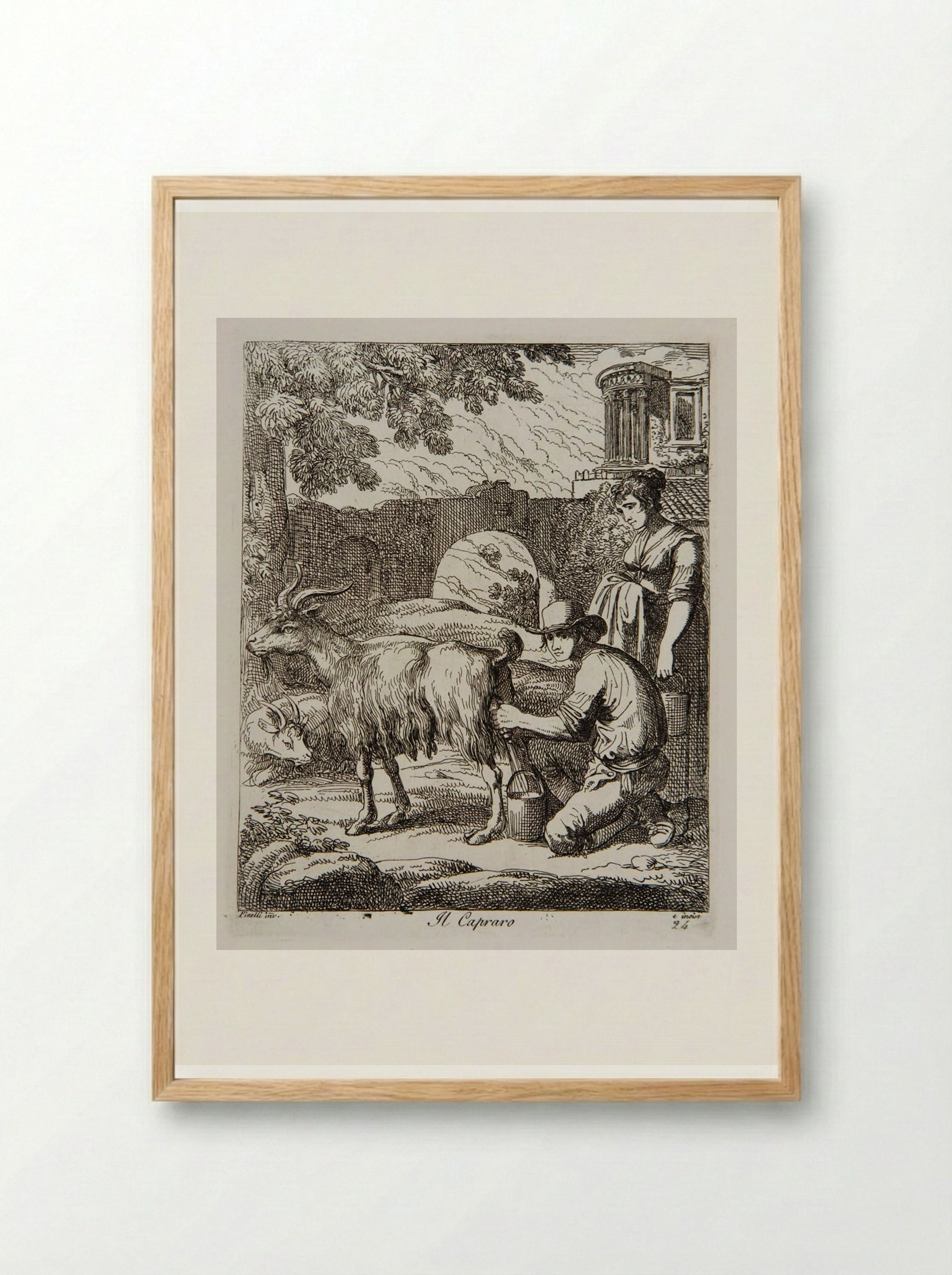 The Goatherd - Bartolomeo Pinelli - Framed Print Wood