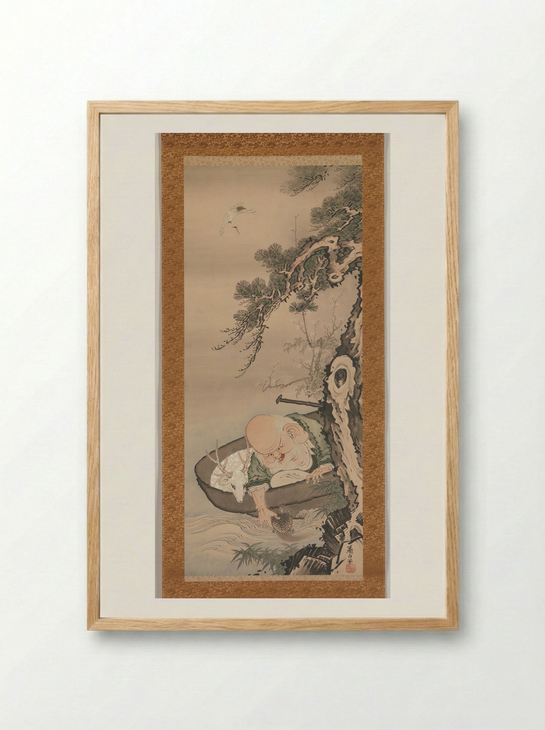 The God of Good Fortune Jurōjin - Soga Shōhaku - Framed Print Wood