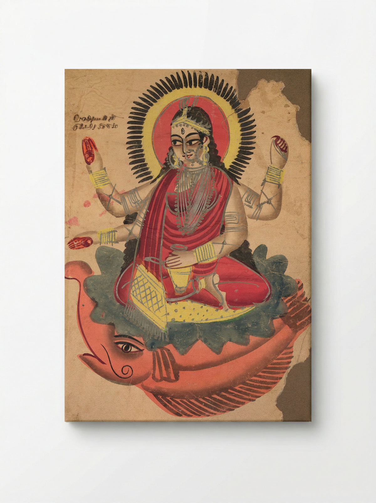The Goddess Ganga - Kalighat School - Canvas