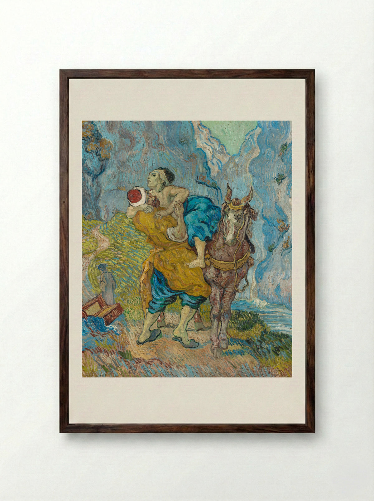 The Good Samaritan (after Delacroix) - Vincent van Gogh - Framed Print Dark Wood