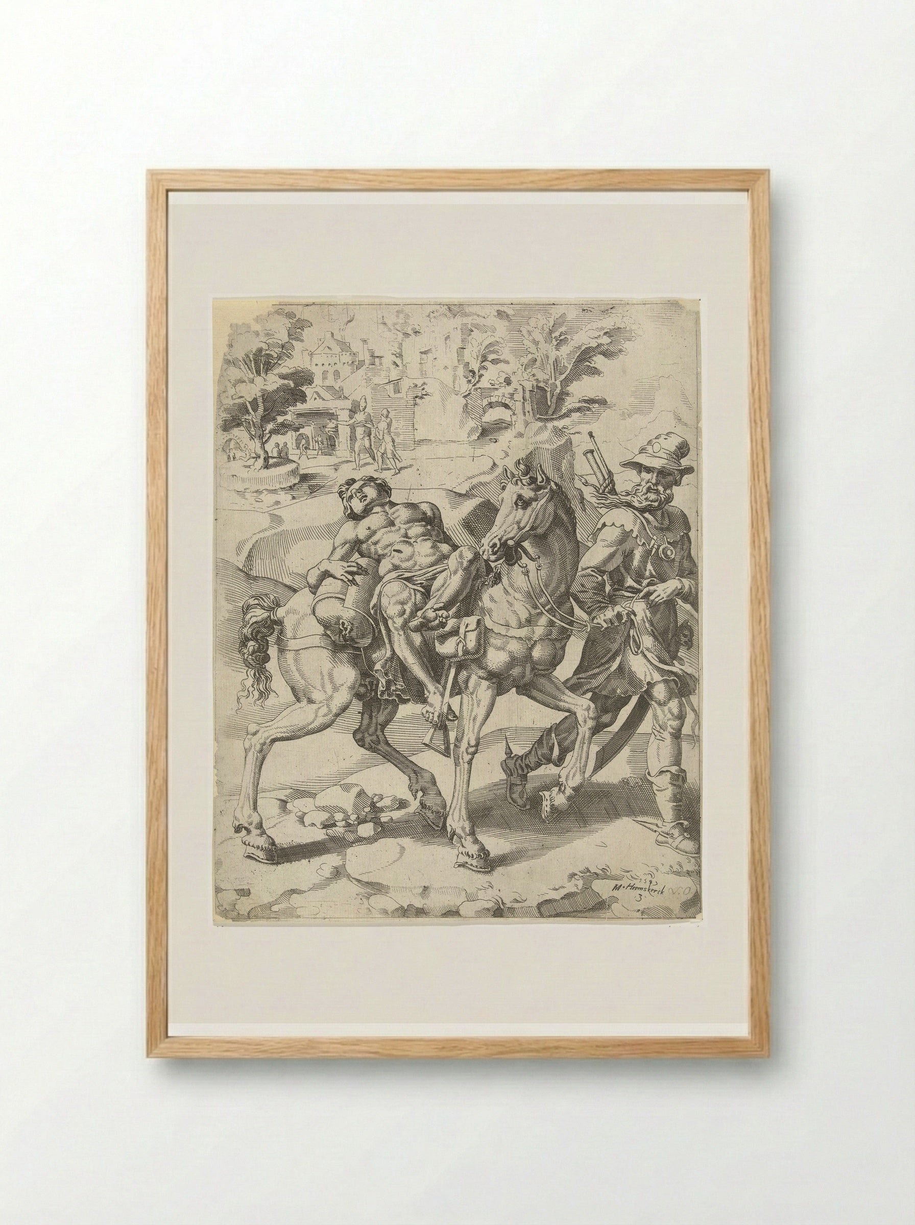 The Good Samaritan: The Journey to the Inn - Dirck Volckertsz. Coornhert - Framed Print Wood