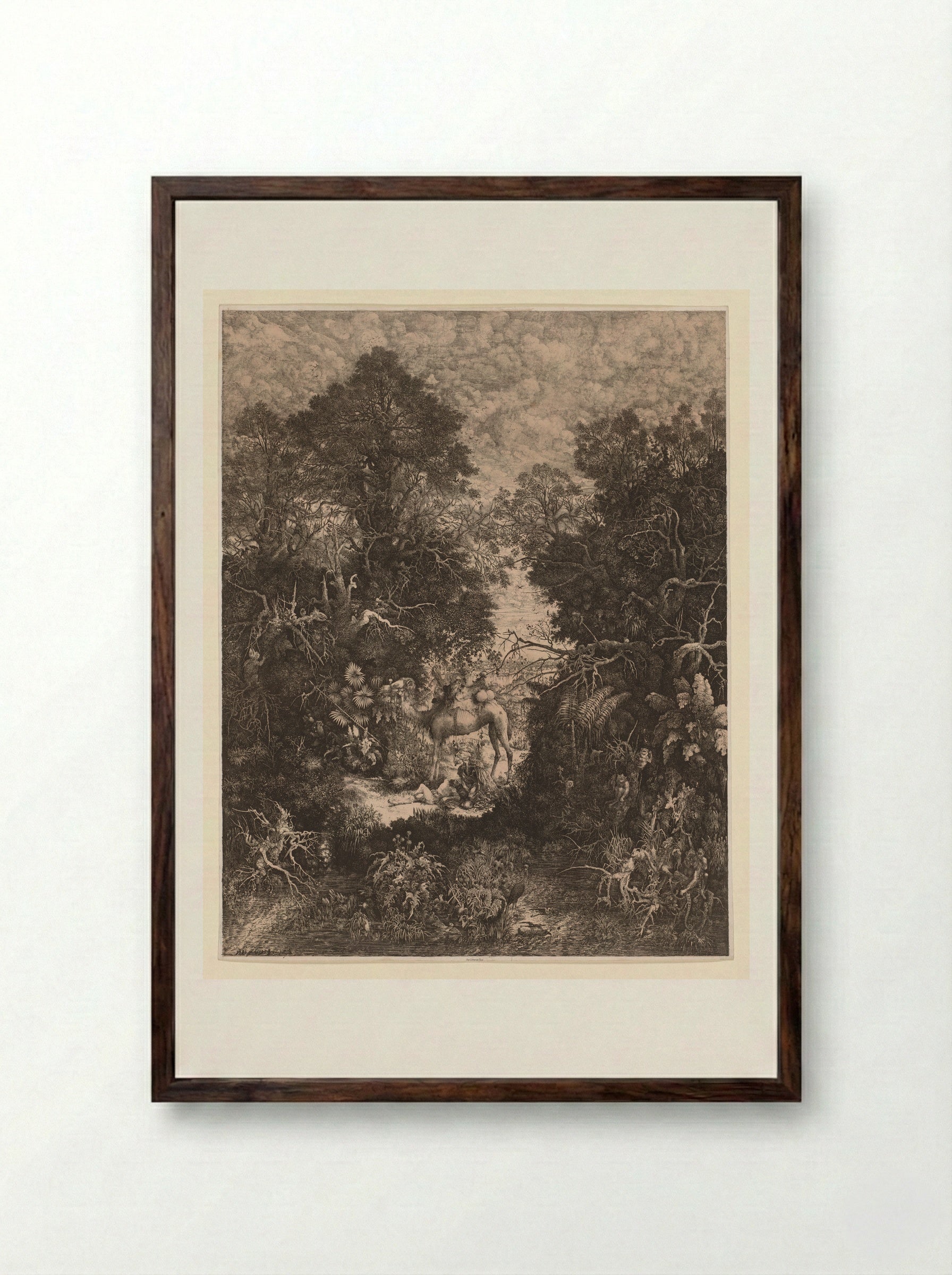 The Good Samaritan - Rodolphe Bresdin - Framed Print Dark Wood