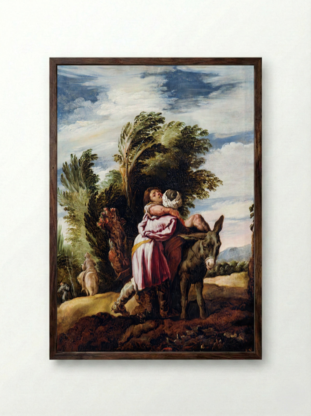The Good Samaritan - Domenico Fetti - Framed Print Dark Wood