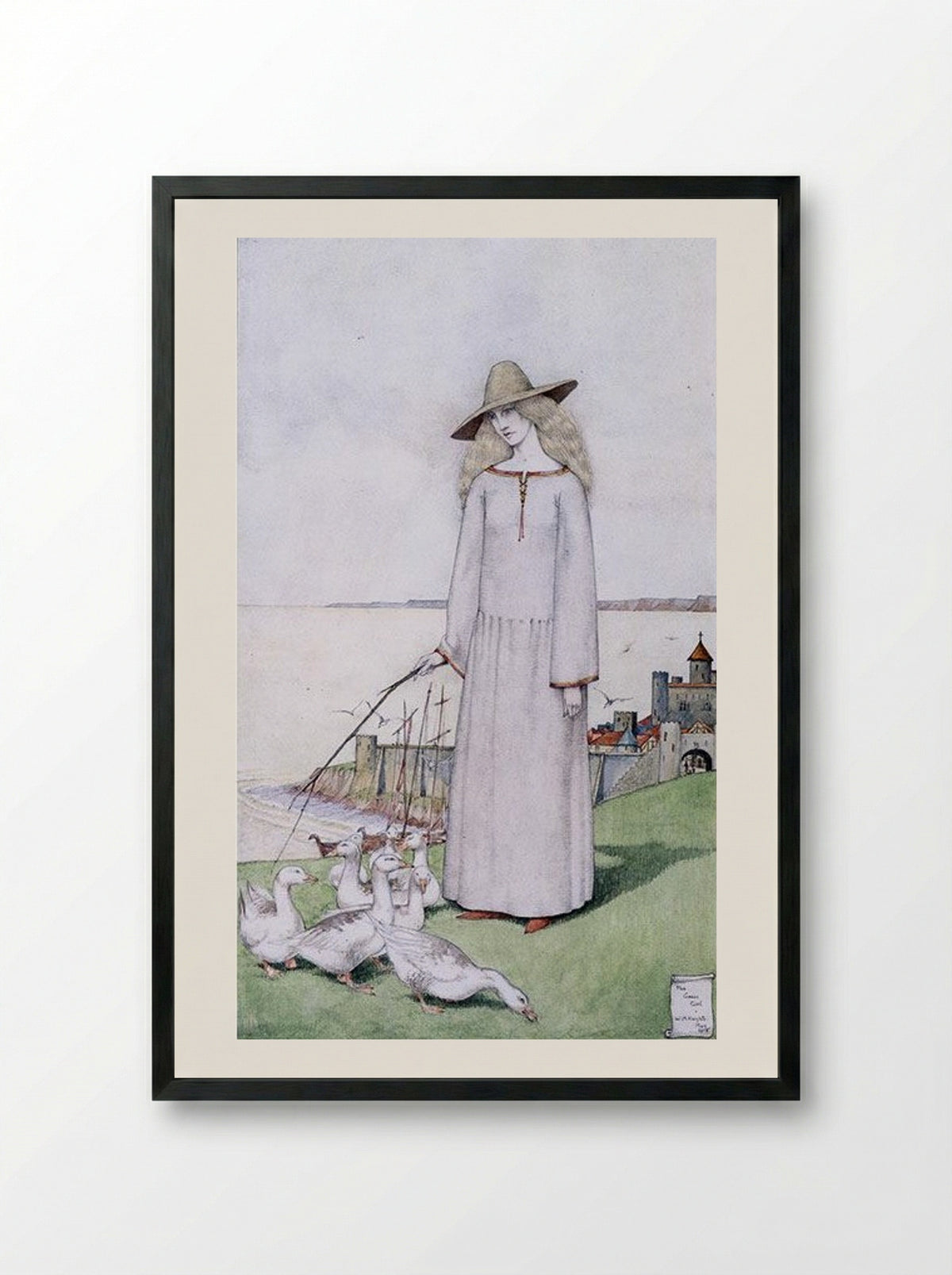 The Goose Girl - Winifred Knights - Framed Print Black