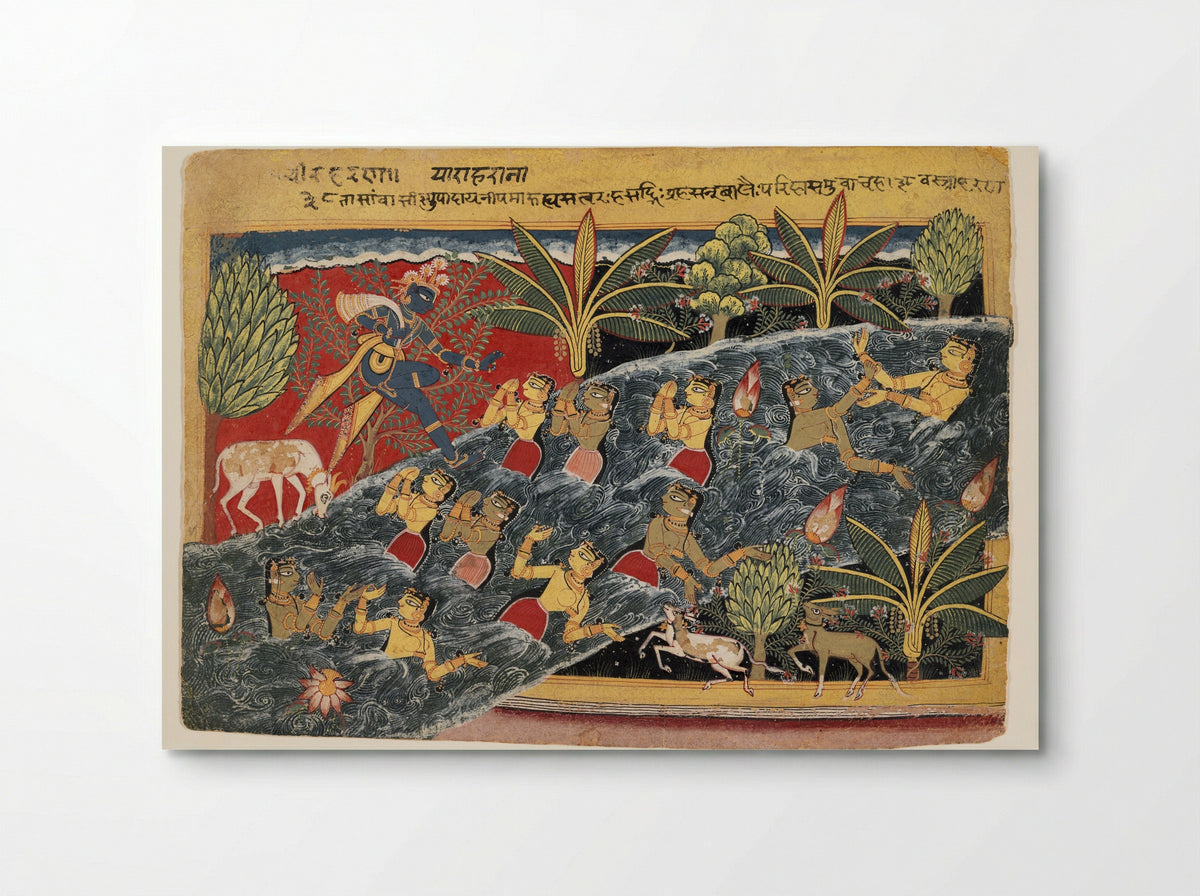 The Gopis Plead with Krishna to Return Their Clothing - Master of the Isarda Bhagavata Purana - Poster