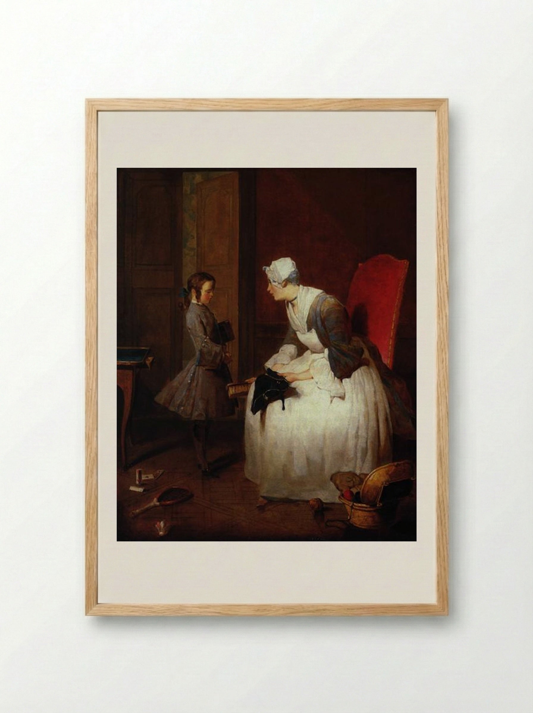 The Governess - Jean-Baptiste-Simeon Chardin - Framed Print Wood