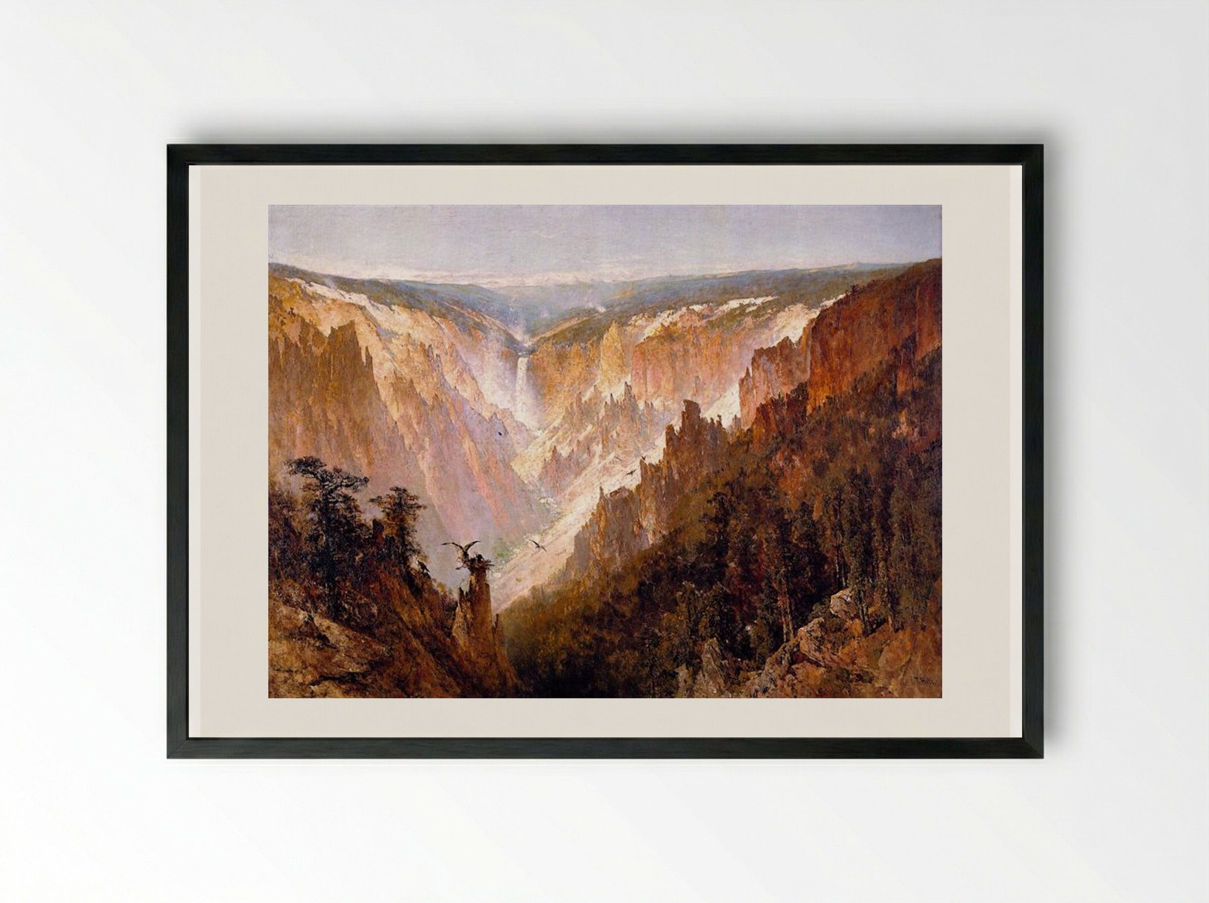 The Grand Canyon of the Yellowstone - Thomas Hill - Framed Print Black
