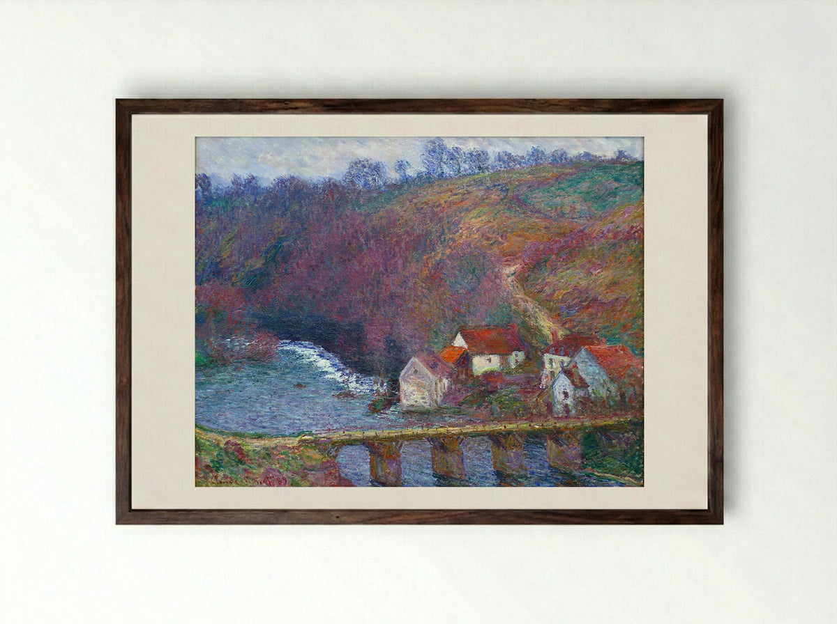The Grande Creuse by the Bridge at Vervy - Claude Monet - Framed Print Dark Wood