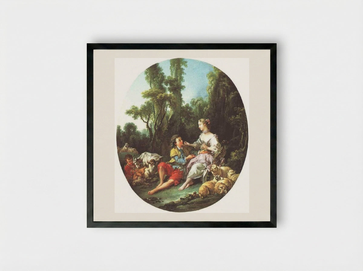 The Grape Eaters - François Boucher - Framed Print Black
