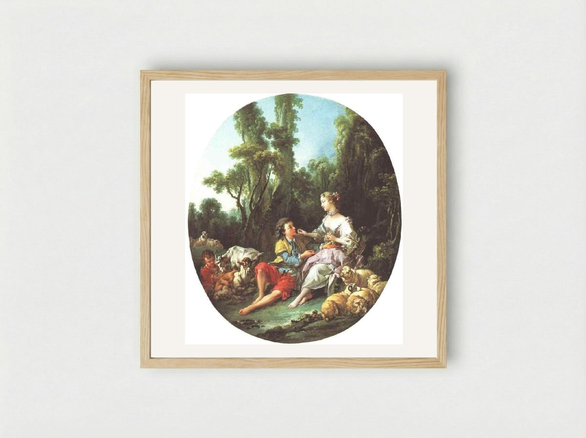 The Grape Eaters - François Boucher - Framed Print Wood