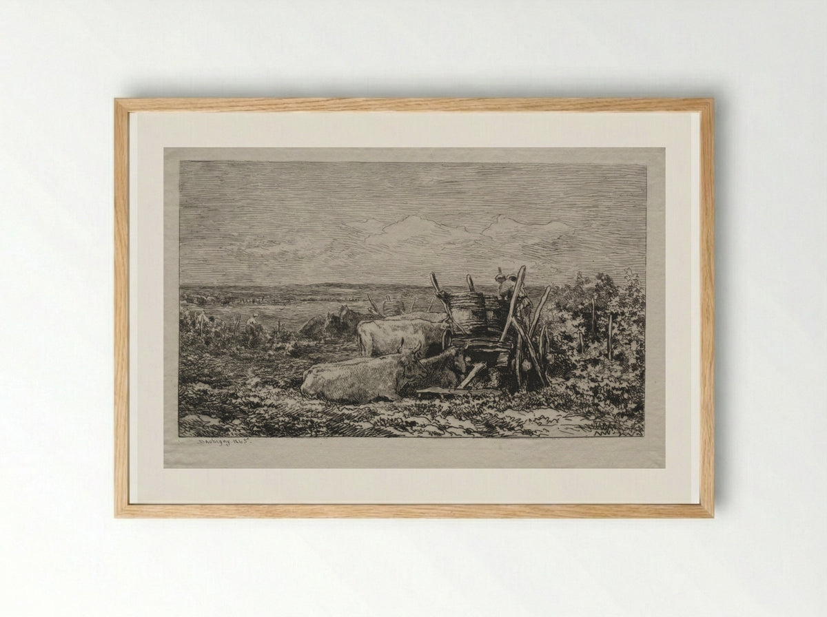 The Grape Harvest - Charles-François Daubigny - Framed Print Wood