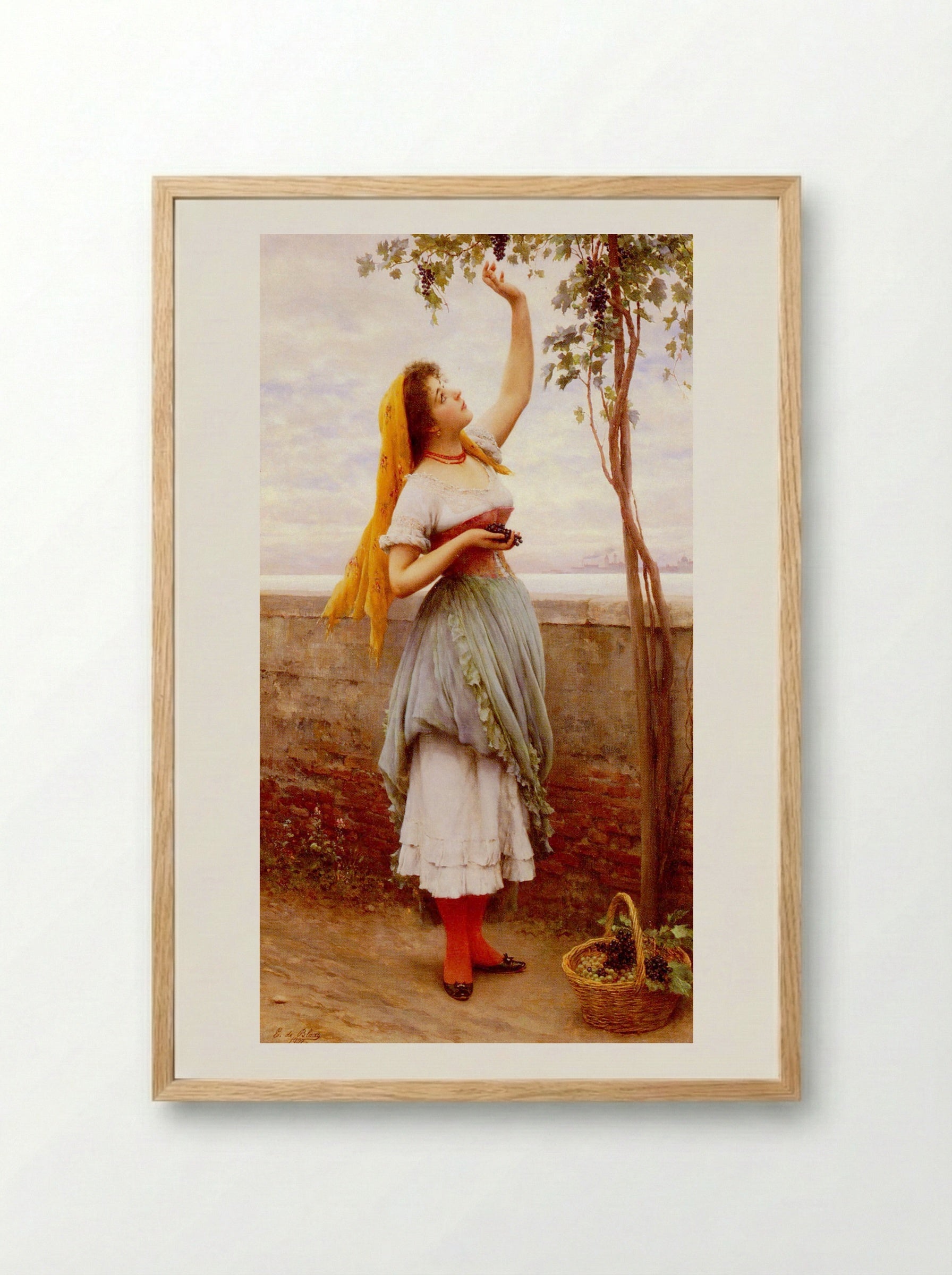 The Grape Picker - Eugene de Blaas - Framed Print Wood