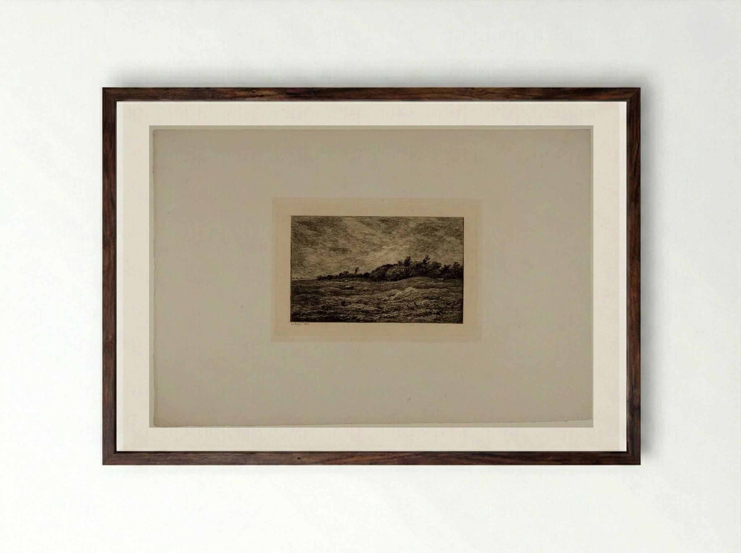 The Graveyard at Villerville - Charles-François Daubigny - Framed Print Dark Wood