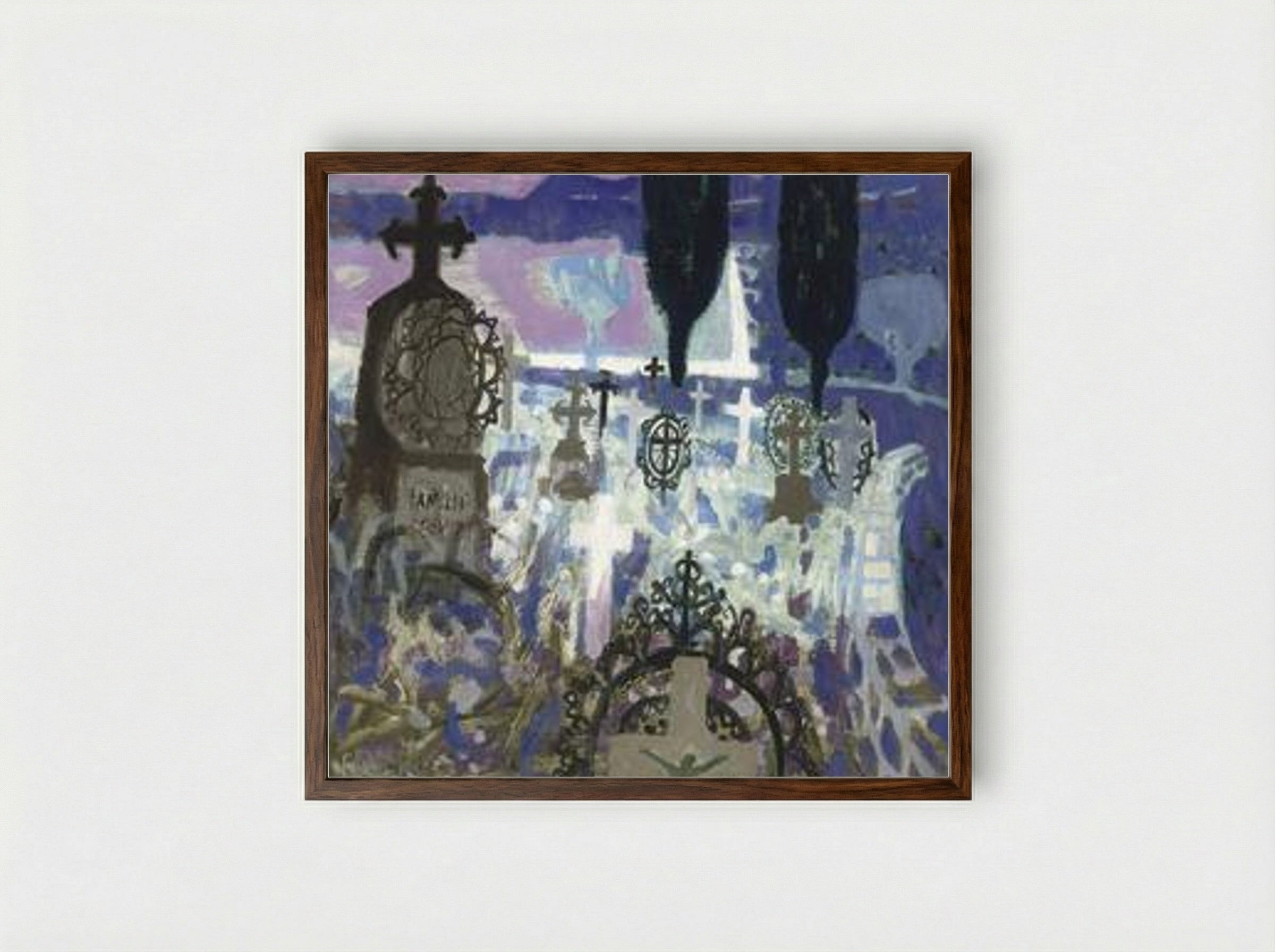 The Graveyard - Mary Fedden - Framed Print Dark Wood